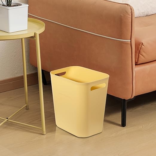 UUJOLY Plastic Small Trash Can Wastebasket, Garbage Container Basket for Bathrooms, Laundry Room, Kitchens, Offices, Kids Rooms, Dorms, 3.5 Gallon, Yellow