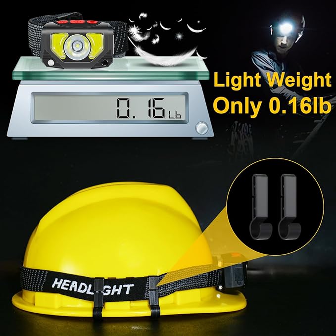 LED Headlamp Rechargeable, 4 Pack Head Lamp Flashlight Headlight Light with Motion Sensor for Outdoor Camping Biking Running Fishing