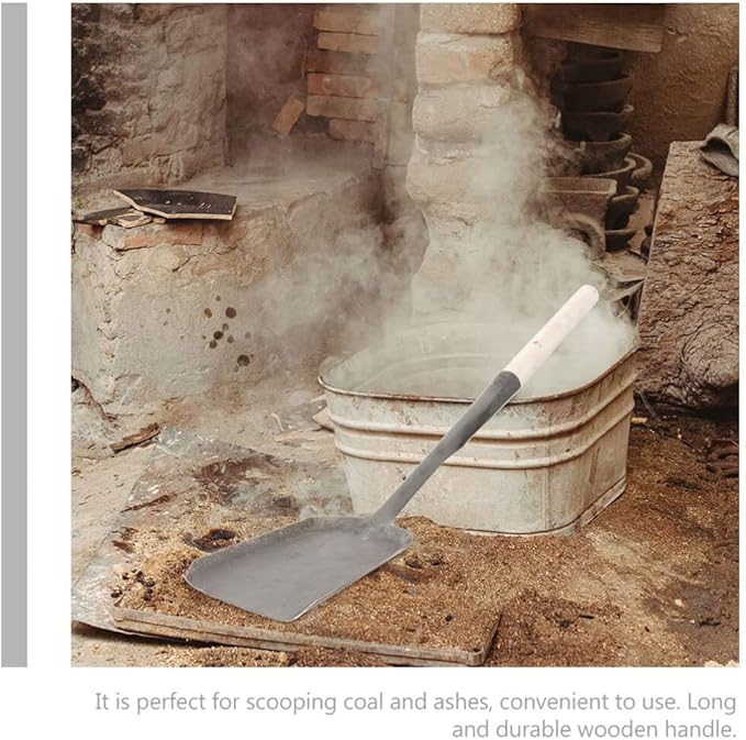 Alipis Coal Hand Shovel Scoop: Iron Fire Stove Ash Shovel Fireplace Trowel Charcoal Grill Ash Rake Wooden Fireplace Stove Pizza Oven Cleaner for Household Camping Kicthen