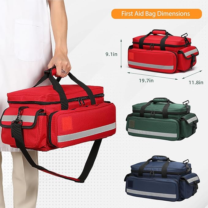Medical Bag,First Aid Bag,First Responder Bag for Trauma,Emergency Medical Bag Organizer,Trauma Bag with Detachable Dividers for Nurses,Home Health Care, EMT(Bag Only)