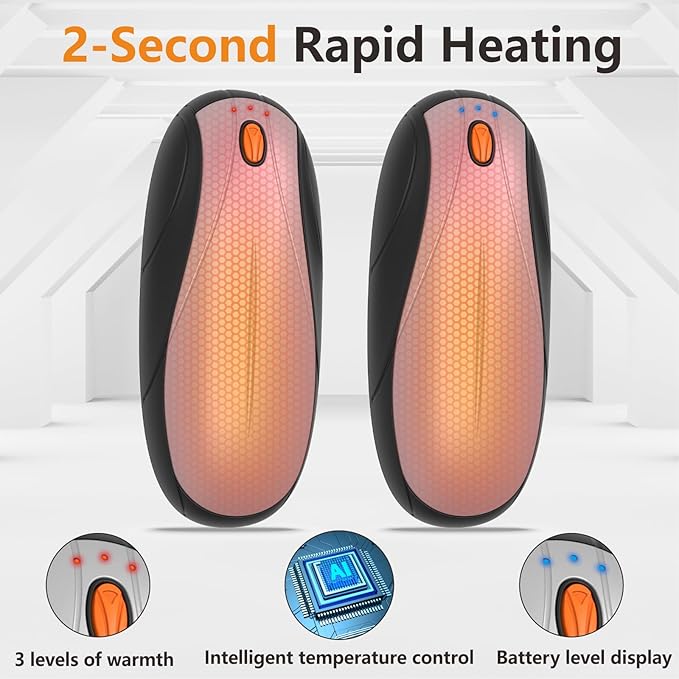Hand Warmers Rechargeable 2 Pack, 14000mAh Electric Hand Warmers with Charging Case, Quick Charge Portable Heater,Gifts for Christmas, Winter, Outdoor, Camping, Hunting Accessories