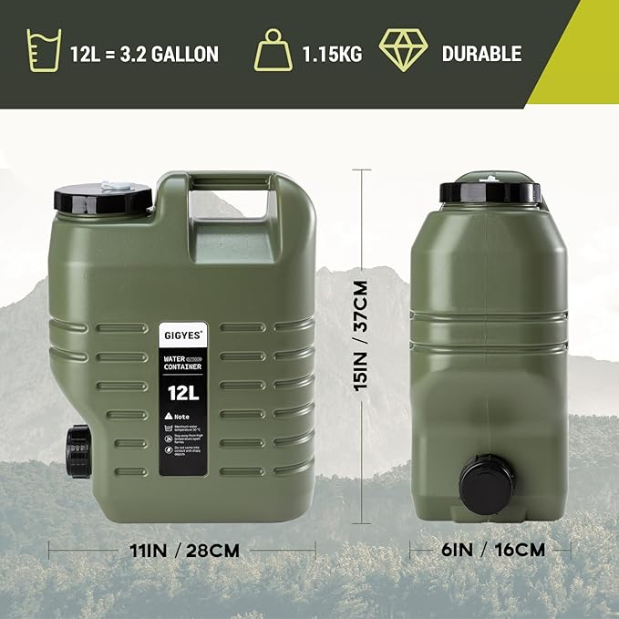 3.2 Gallon Camping Water Jug with Spout, No Leakage Food Grade Camping Water Tank with Spigot for Picnic, BBQ Supplies