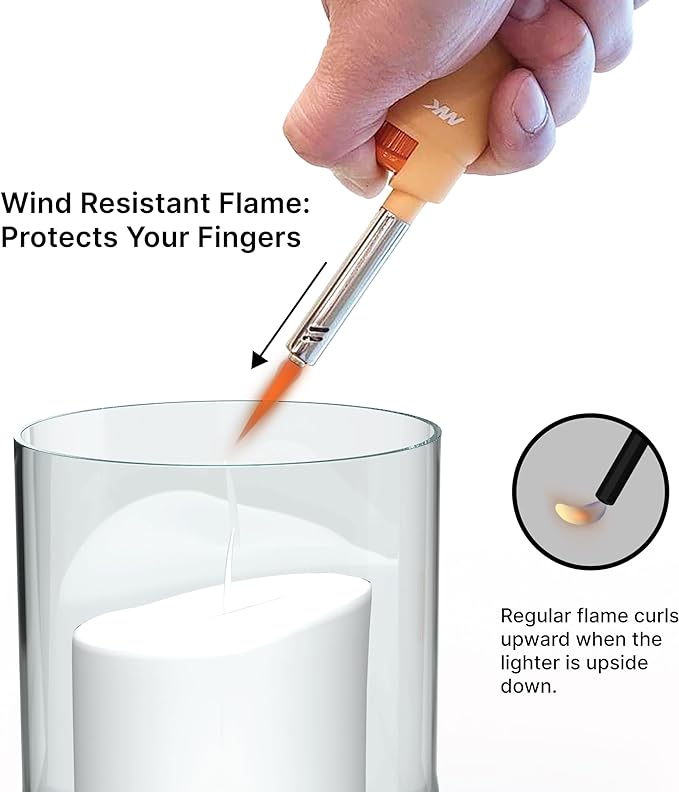 MK Candle Lighter, Butane Refillable Wind-Resistant Flame, 4-Pack for BBQ, Camping, Outdoor Use (Pastel-4PC)