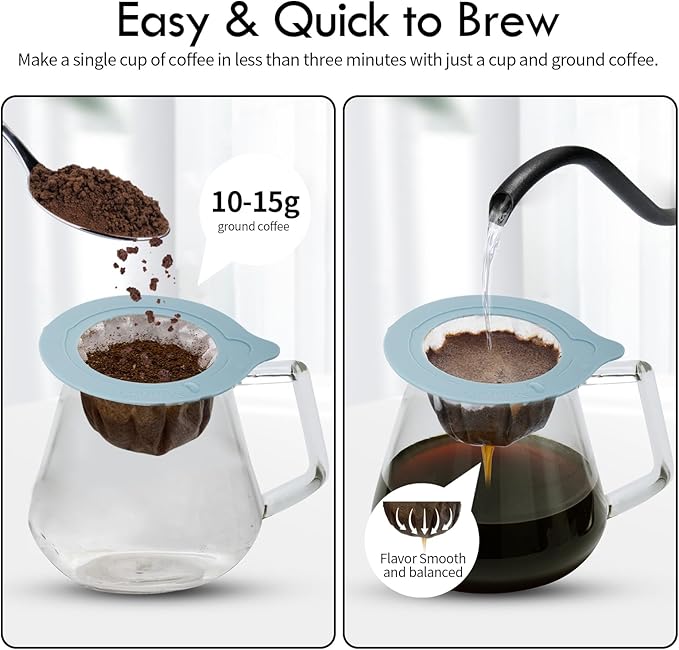 Portable Pour Over Coffee Dripper Reusable Coffee Filters Pour Over Coffee Maker for Camping Coffee, Travel Coffee Maker (50, white)