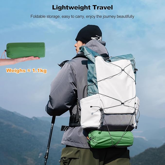 Ergocar Camping Sleeping Pad, Thick Inflatable Sleeping Pad with Pillow, Built-in Pump, Lightweight Camping Inflatable Mattress with Waterproof Nylon Fabric, Suitable for Camping, Backpacking, Hiking