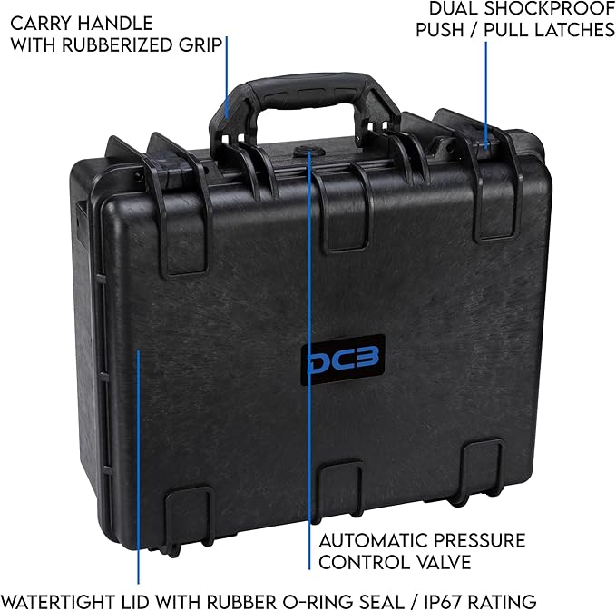 DCB Cases - Element 4795F | 19 x 16 x 9 Ext Dim | IP67 Waterproof | Pluck Foam Insert | Rubberized Grips | Resin-Reinforced Injection Molded Plastic | 4 Latch Lid Close