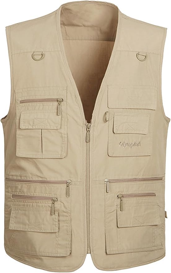 Lentta Men's Fishing Vest Summer Outdoor Lightweight Work Photo Vest 16 Pockets