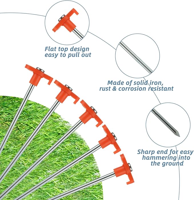40PCS 10 Inch Heavy Duty Tent Stakes, Metal Tent Pegs, Galvanized Non-Rust Tent Stakes for Outdoor Camping, Garden, Canopies, Grassland