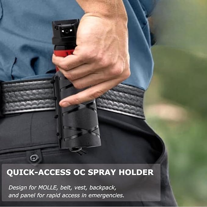 Open to OC/MOLLE Vest Quick Release Pepper Spray Holder/Mace Spray Holster for Duty Belt, 360° Rotating Carrier Sheath MK3 MK4 Canisters Holder for Men Women