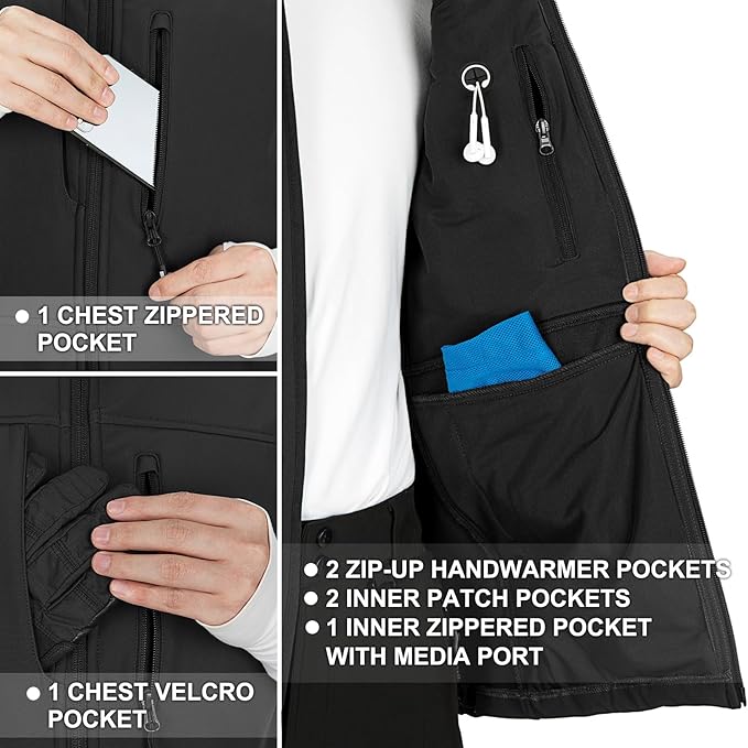 33,000ft Men's Lightweight Softshell Vest Outerwear Zip Up Fleece Lined Windproof Sleeveless Jacket for Golf Running Hiking