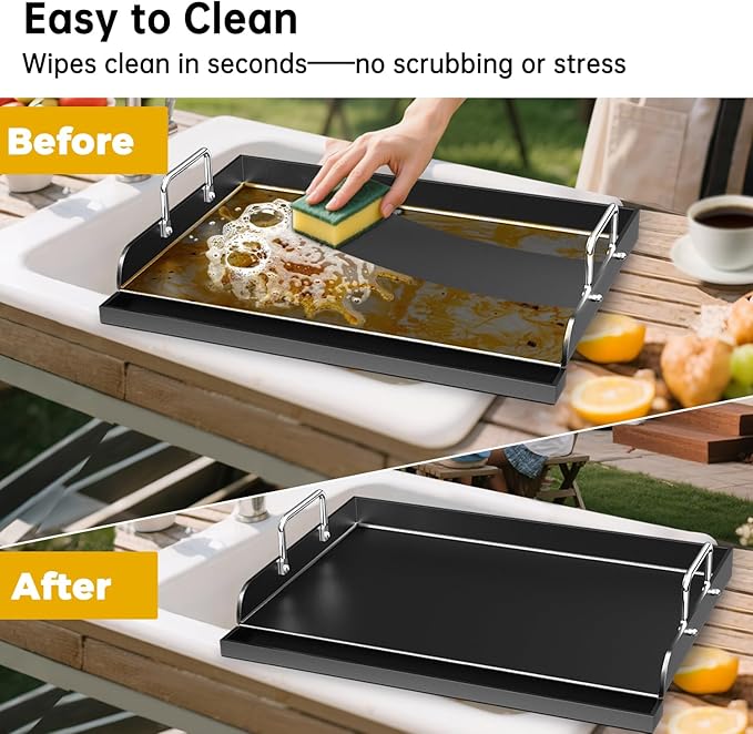 Universal Griddle for Gas Grill - 23" x 16" Flat Top Grill Plate with Nonstick Ceramic Coating, Griddle Insert for Gas Stove, Outdoor Camping & Tailgating