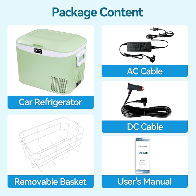 Car Refrigerator Portable 12V Fridge 19 Quart (18 Liter) 12 Volt Freezer Compressor Cooler 12V/24V DC 110~240 V AC for Truck Van RV Camper SUV and Home Use -18℃~+15℃