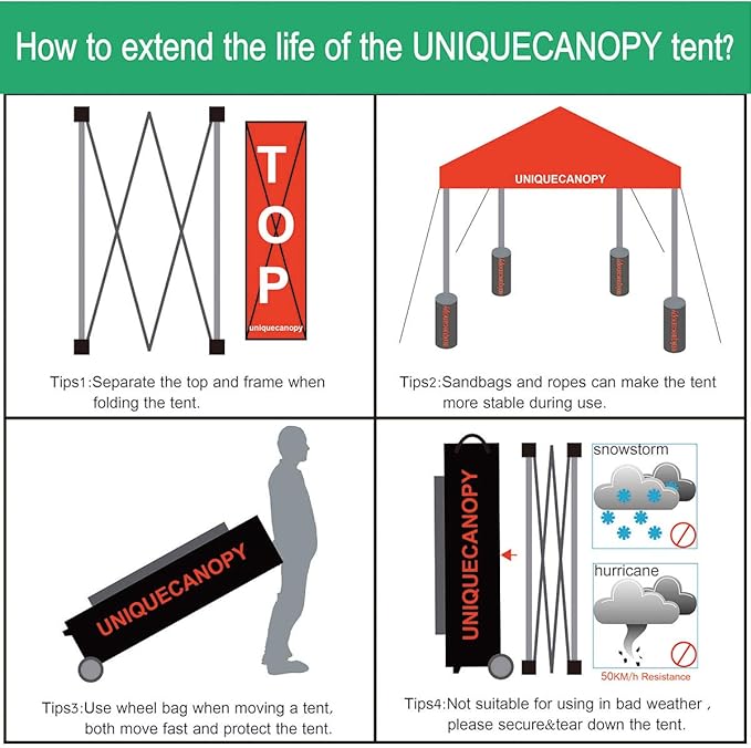 10'x10' Pop Up Canopy Tent Commercial Instant Shelter with Heavy Duty Roller Bag, 4 Canopy Sand Bags, 10x10 FT White
