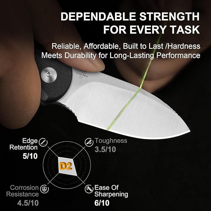 Kizer Drop Bear Fixed Blade Knife, 2.57" D2 Satin Blade EDC Camping Knife with Black G10 Handle and Hidden Tools, Outdoor Full Tang Hunting Survival Knives with Adjustable Kydex Sheath, 1094M2