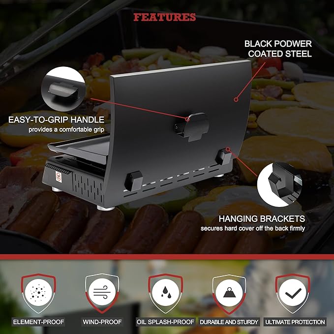 Royal Gourmet PD2301S 3-Burner Tabletop Propane Gas Griddle with Hard Cover, 24 Inch Portable Griddle for Outdoor Cooking While Camping or Tailgating, Silver & Black