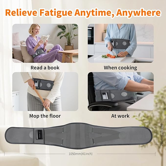 Cordless Heating Pad with Massager,Rechargeable Back Warmer with Heating and Vibration Function,Auto Shut Off,Helps Relieve Period Cramps and Back Pain,Ideal Birthday Gift for Dad,Mom,Men,Women