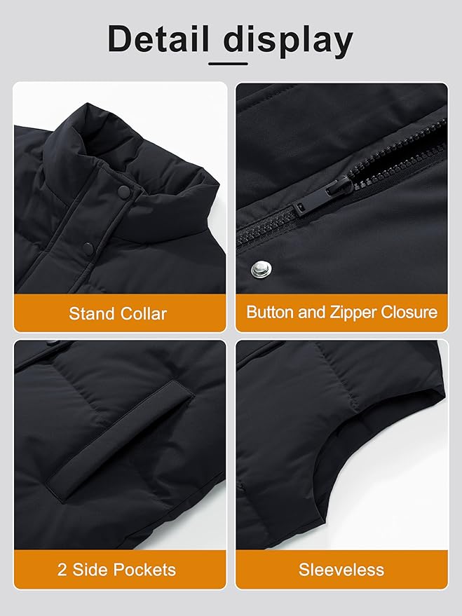 MAGCOMSEN Women's Puffer Down Vest Oversized Zip Up Outerwear Lightweight Winter Padded Gilet Jacket with Pockets
