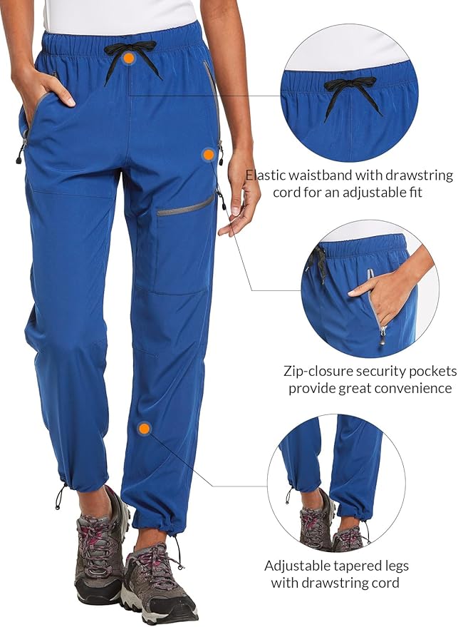 baleaf Women's Hiking Pants Quick Dry Lightweight Water Resistant Elastic Waist Cargo Pants for All Seasons