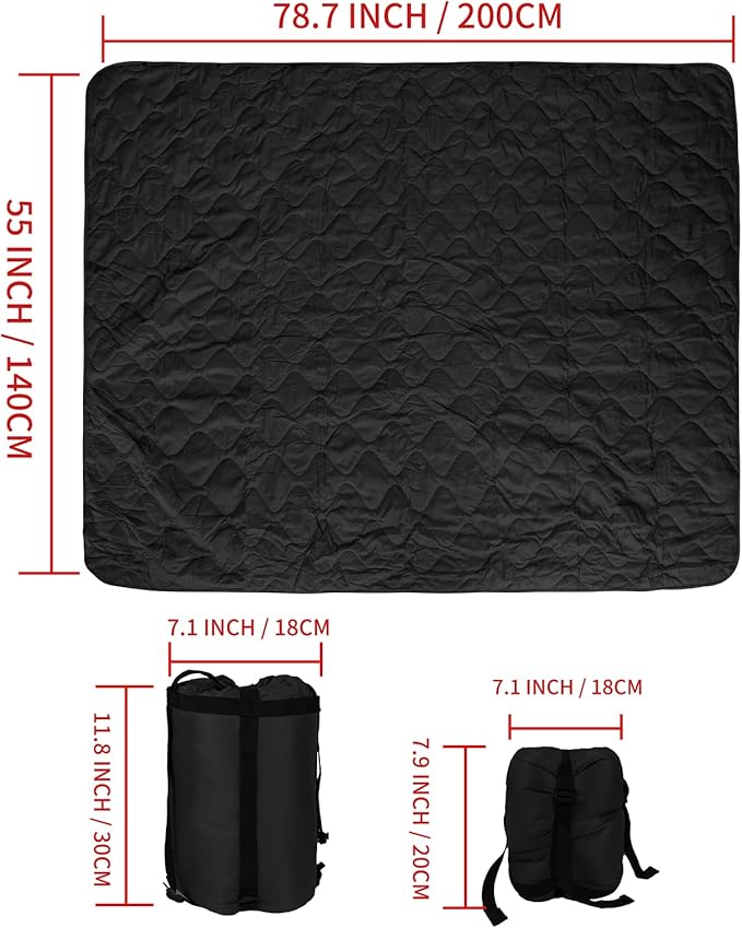 Poncho Liner Military Insulation Blanket Camo with Compression Carry Bag for Outdoors Hiking Jungle Hunting Gear