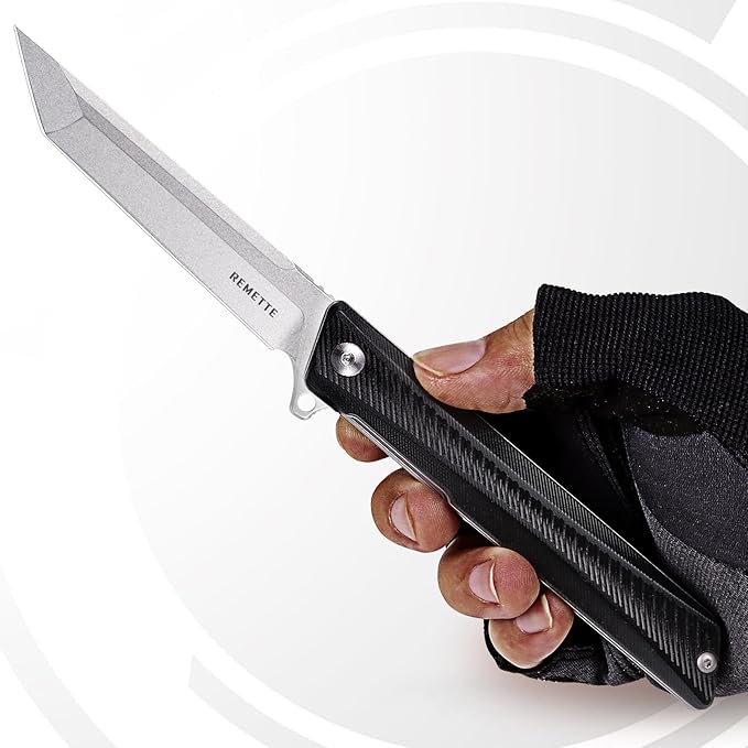 Pocket Knife GD22K, Flipper Open D2 Steel Tanto Folding knife with Durable G10 Handle,Men Women Everyday Carry EDC Knife,Sharp Camping Hiking Daily Work Knives