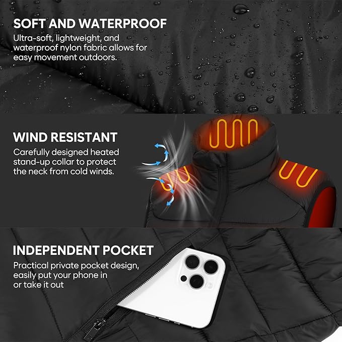 Heated Vests for Women, Adjustable Electric Warming Vest with Rechargeable 16000mAh Battery Pack