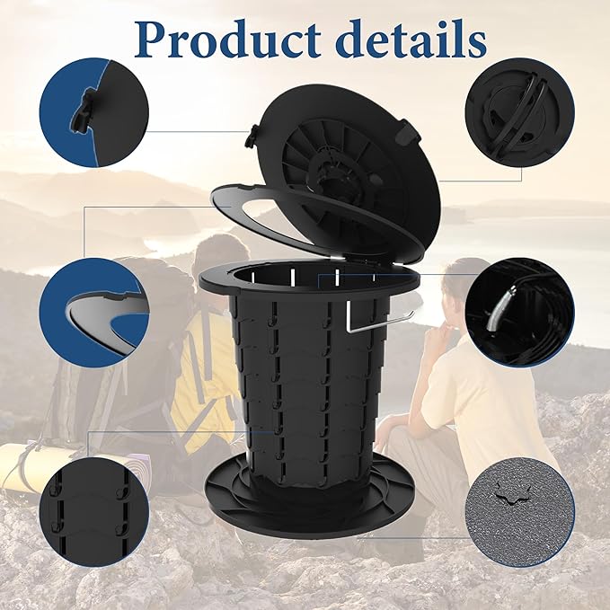ALEVMOOM Upgrade Retractable Portable Toilets Travel Toilet, Adjustable Height Foldable Camp Toilet for Adults & Kids, Portable Potty with Carry Bag for Camping, Hiking, RV Travel, Road Trips