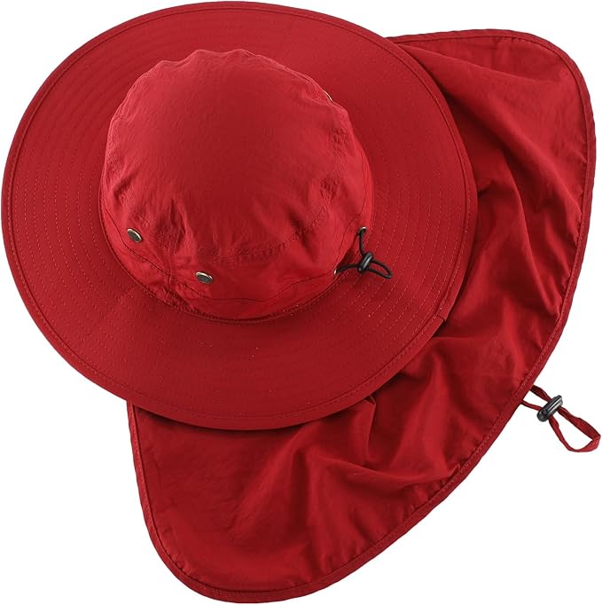 Home Prefer UPF50 Mens Sun Hat with Neck Flap Quick Dry UV Protection Cap Womens Wide Brim Fishing Hat Neck Flap Beach Garden
