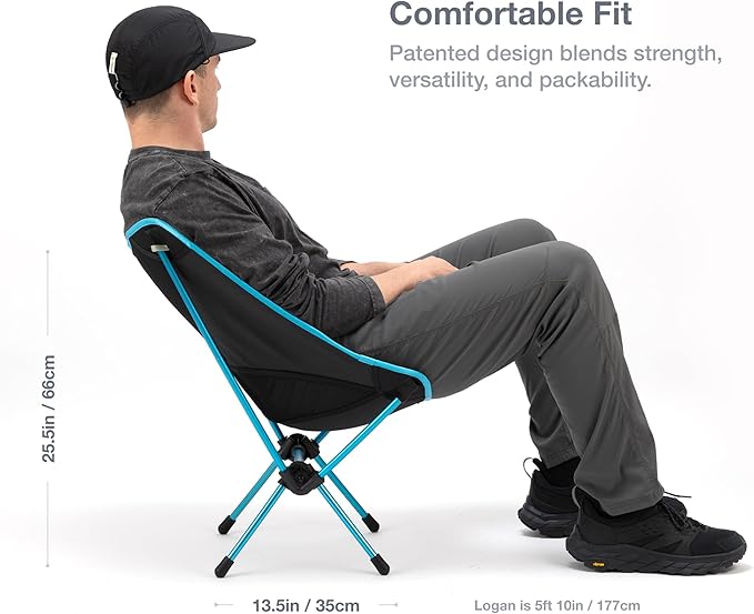 Helinox Chair One Original Lightweight Compact Collapsible Camping Chair Black/Blue, 2.1lbs Outdoor Chairs, Camping Chairs for Adult,Portable Chairs for Outside, Backpacking, Picnic, Adventures