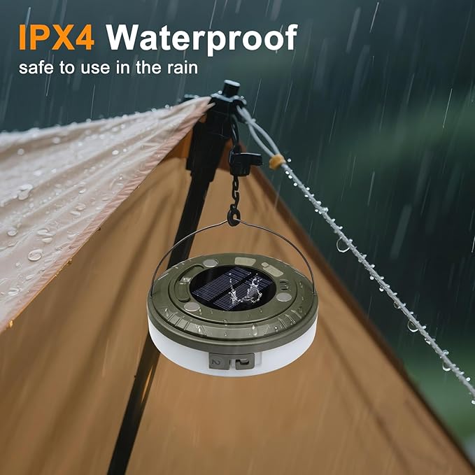 2-in-1 Solar Camping Lights String: 5 Modes IP65 Waterproof - 1200mAh Battery USB/Solar Charging for Outdoor Tents RV Hiking - Backyard Party Decor - 29.52ft