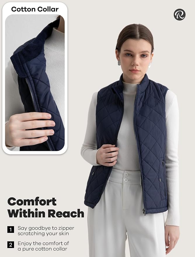 Women's Vest, Quilted Puffer Water-Resistant Zip With Pockets