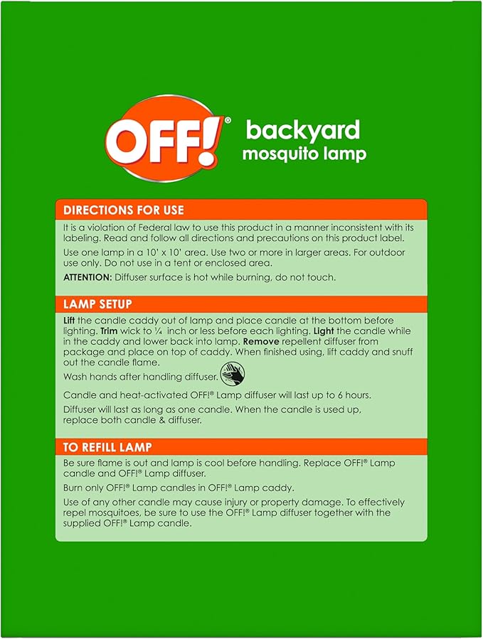 OFF! Backyard Mosquito Repellent Lamp Refills, Contains two Candle Diffuser Refills, (Pack of 2)