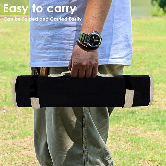 Camping Stake Storage Organizer - Waterproof Oxford Bag for Tent Pegs and Hammer, Camping Accessories, Storage Kit for Hiking, RV Travel (Black)