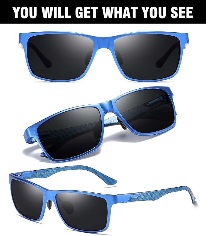 DUCO Mens Sunglasses Polarized Rectangle Sunglass for Men Lightweight Carbon Fiber UV400 Protection 8206