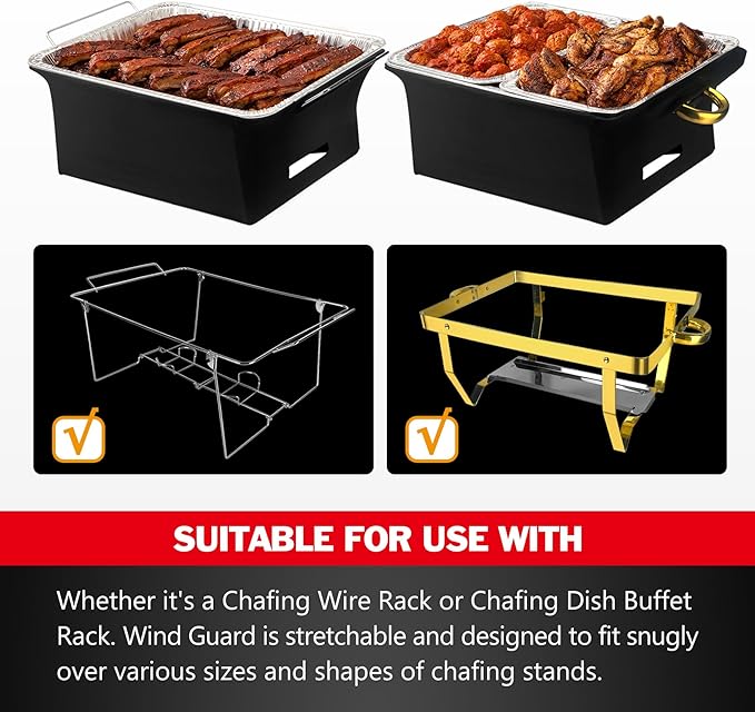 2-Pack Chafer Wind Guard by Peurif,Chafer Stand Cover,Chaffing Buffet Decorative Food Warmer,Flame Retardant Fabric for Parties Buffet,Cover for Indoor & Outdoor Events,Party,Buffet,Catering,Camping