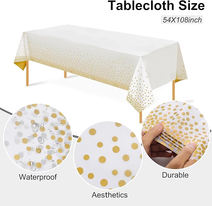 Festiva 176Pcs Gold Plates Disposable - Square Party Plates Dinnerware Sets - include Cups,Plastic Cutlery,Hand Napkins,Tablecloth for 25 Guests Party&Wedding&Christmas&Thanksgiving