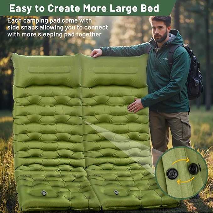 Sleeping Pad for Camping, 6" Extra Thick Camping Sleeping Pad with Pillows & Built-in Foot Pump, Ultralight Inflatable Sleeping Pads Compact for Travel Tent Hiking Camping Backpacking Car Camp Gear