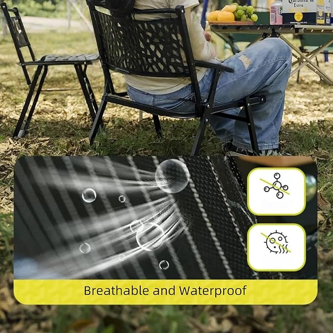 2-Pack Portable Folding Fishing Chair with Thickened Steel Frame, Solid Wood Armrests & Teslin Fabric - Lightweight Collapsible for Hiking, Beach, Backpacking & Picnic