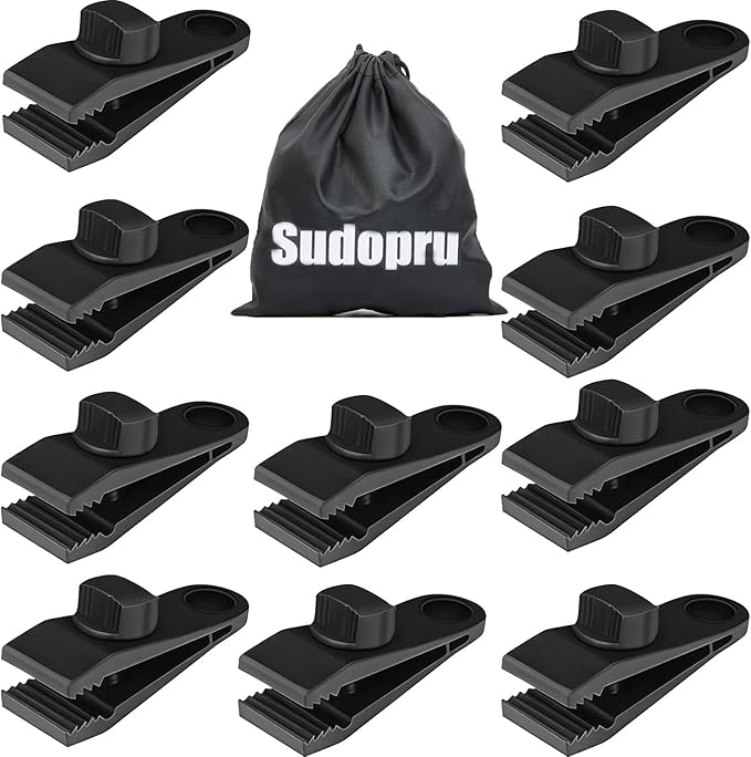 Tarp Clips Heavy Duty Lock Grip, 10 Pcs Tarp Clamps, Pool Cover Clips, Shark Tent Fasteners Holder for Camping, Awnings, Car Cover,Pool Cover,Boat Cover (10Clips+1Bag)