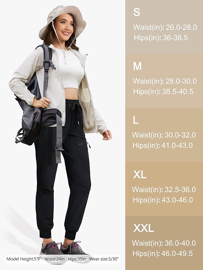 Womens Tall Hiking Pants 30/32/34 Inseam Lightweight Joggers Quick Dry 4 Pockets Travel Athletic Cargo UPF50+