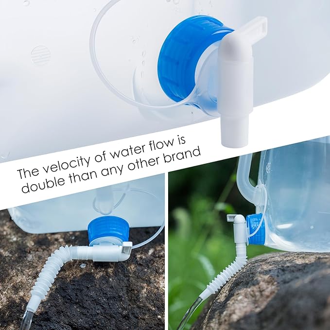 Collapsible Water Container Jug with Spigot, 2 Packs 5.3 Gallon BPA Free Camping Water Storage Carrier for Outdoor Hiking Backpacking & Emergency Survival Kit, Foldable Portable Canteen
