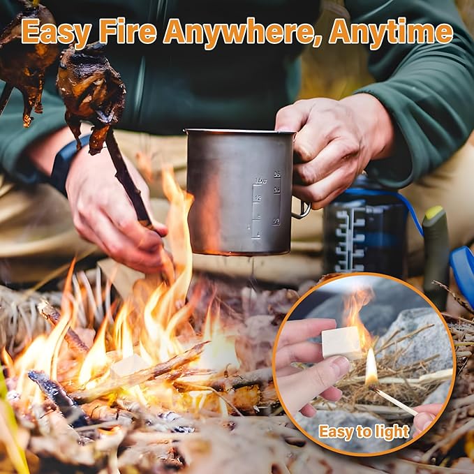 HGD Natural Fire Starters for Outdoor: 32 Cubes Fire Starter Campfire Fireplace Charcoal Wood Stove Chimney Fire Pit Grill Smoker Indoor Outdoor Use White