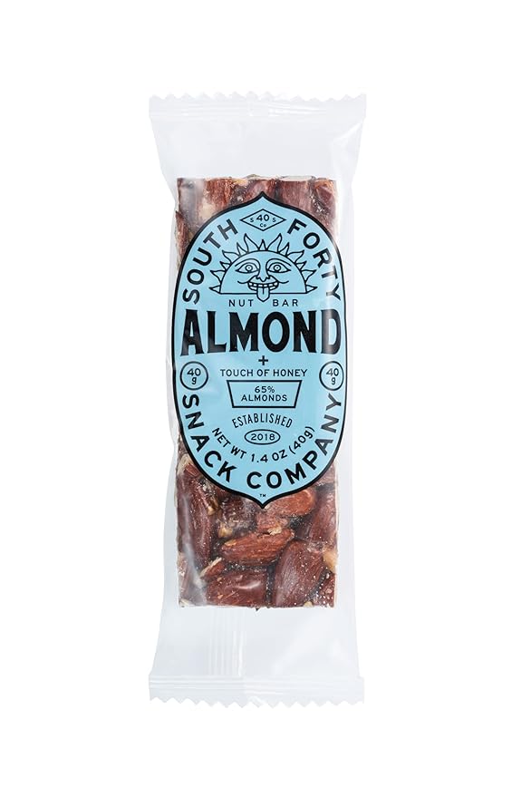 South 40 Snacks Crunchy Almond Bar, Just 4 Ingredients, Touch of Honey (40g Bar, Pack of 12)
