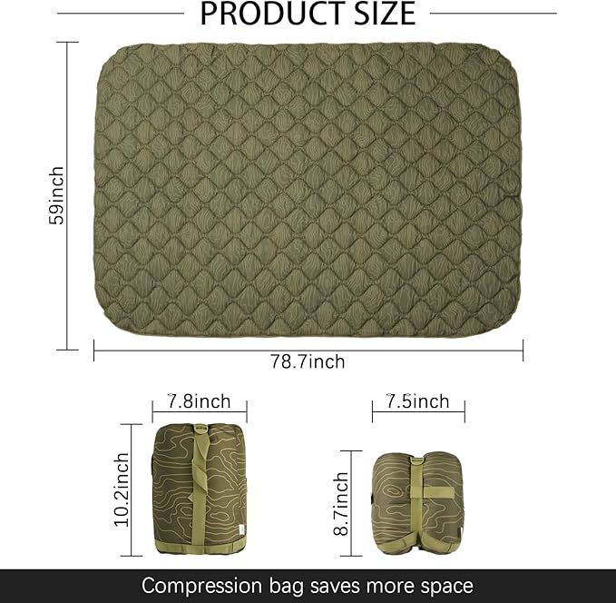 LOOGU Camo Blanket Waterproof Insulation Poncho Liner for Outdoor Camping, Hiking, Hunting, Survival, Backpacking, Picnicking