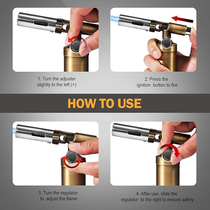 RAVS Butane Torch Lighter, Refillable Kitchen Torch for Creme Brulee with Adjustable Flame, Copper Torch for Jewelry Making with Pinpoint Flame, Copper Soldering Torches for Resin Art, Craft