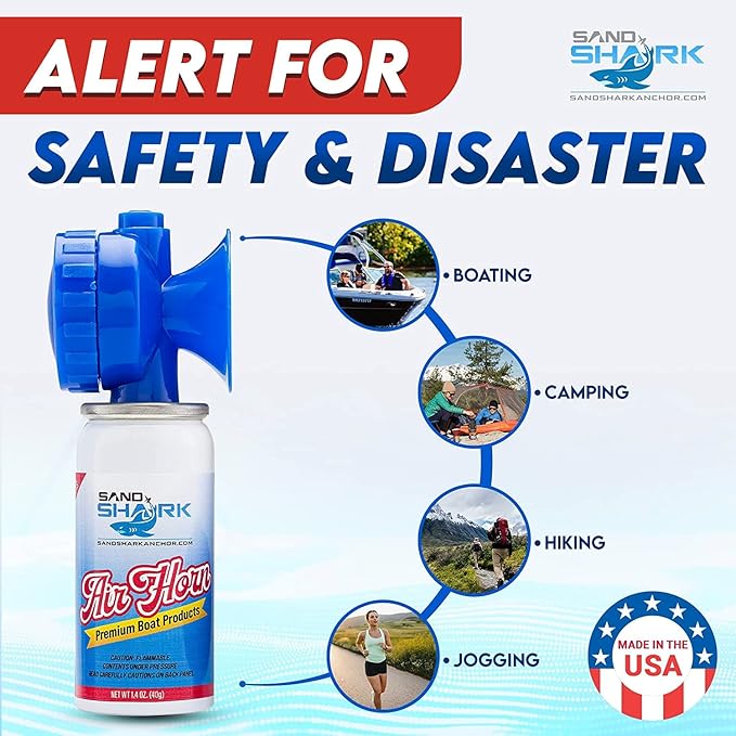 SandShark Premium Air Horn Handheld Canister-Very Loud Airhorn, Coast Guard Approved Boat Horn, Boat Horn Marine, Air Horns For Safety, Camping Air Horns, Air Horn for Dogs, Bear Horn (2 pk-1.4 oz)