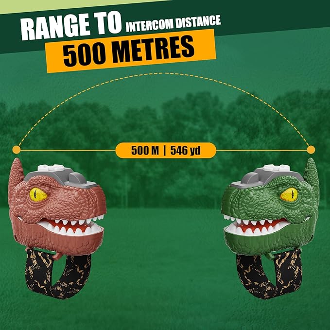 Dinosaur Walkie Talkies for Kids, Adjustable Volume, 500 Meters Range, Outdoor Adventure Toys for Boys & Girls 3-12 Years Old