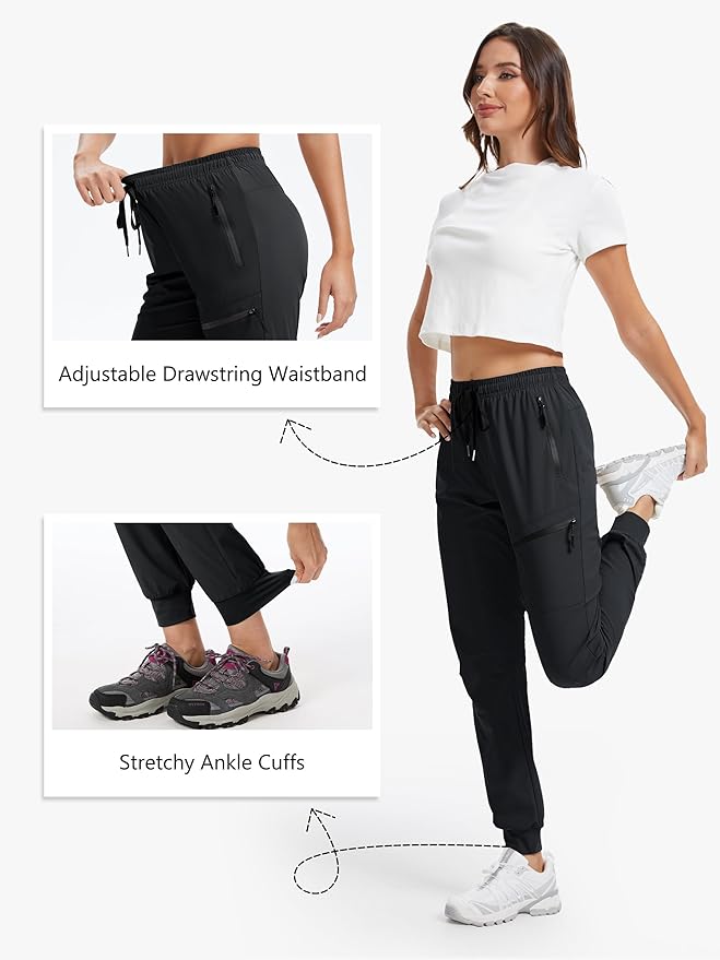 Womens Tall Hiking Pants 30/32/34 Inseam Lightweight Joggers Quick Dry 4 Pockets Travel Athletic Cargo UPF50+