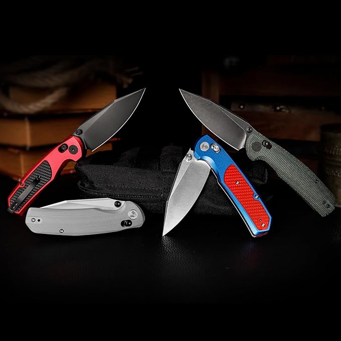 Axis Knives, EDC Folding Knife for Men, Pocket Knife with Clip,3.34” 14C28N Steel,Thumb Stud Blade,Grey G10 Handle.Outdoor Camping Tool,Hornet-03G