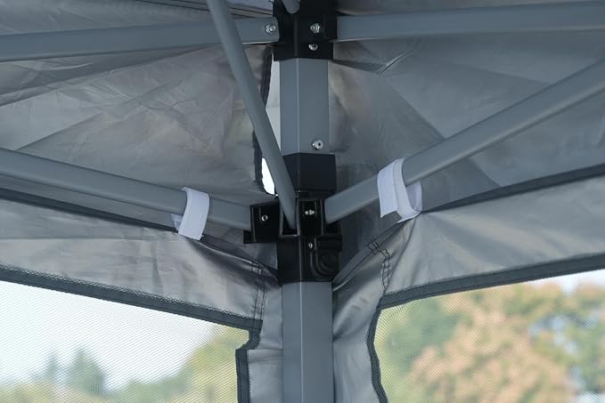 Auraway Outdoor Pop-Up Gazebo with Insect Screen & Dual-Layer Weatherproof Roof – Lightweight Gazebo for Camping, Beach Parties, Garden, and Backyard Events (Grey) (11x11)