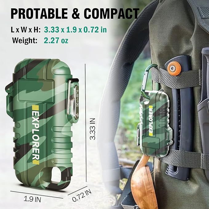 Waterproof Electric Lighter with 360°Flexible Long Neck, Outdoor Windproof Arc Lighter USB Rechargeable Flameless Plasma Cool Lighters for Outdoor & Kitchen(Camo)